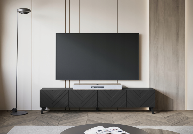Szafka RTV PHUKET 190 Czarny Grafit Jodełka