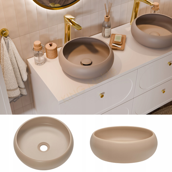 Meble łazienkowe ICONIC CASHMERE 100, Umywalka nablatowa, Lustro LED, 3 kol