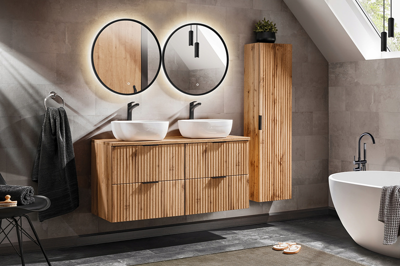Zestaw szafek 120cm z blatem, Meble łazienkowe ADEL CZARNY
