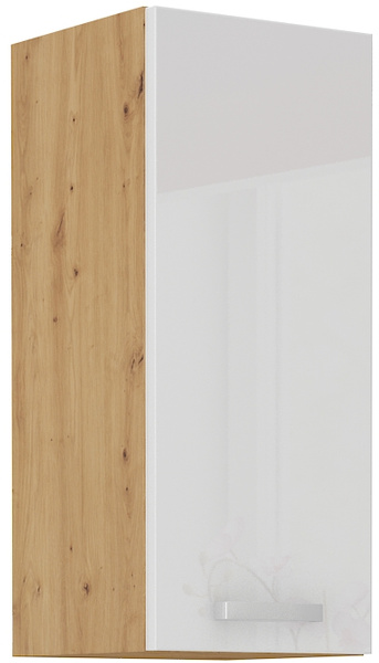 Meble Kuchenne ARTISAN 120x230 cm, BIAŁY POŁYSK, DĄB ARTISAN