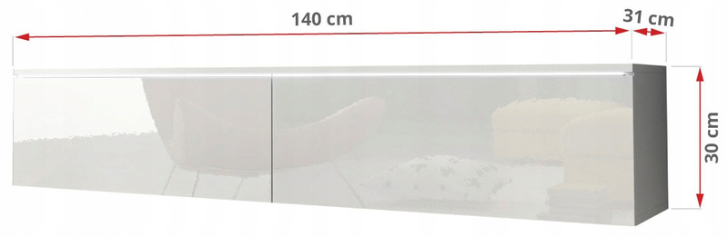 Szafka RTV Lowboard D 140cm MATERA / BIAŁY POŁYSK