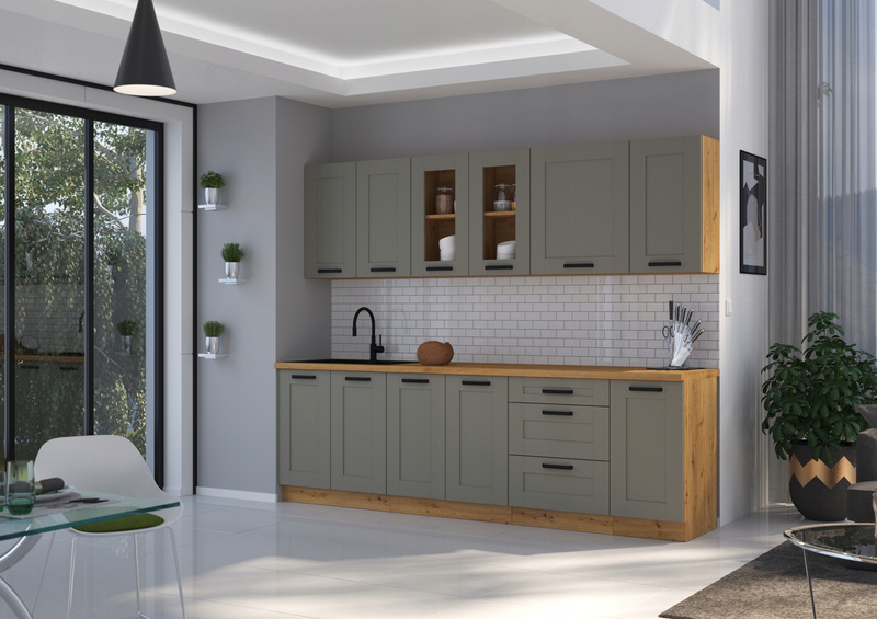 Meble kuchenne zestaw narożny LUNA CLAY GREY / DĄB ARTISAN kuchnia szafki