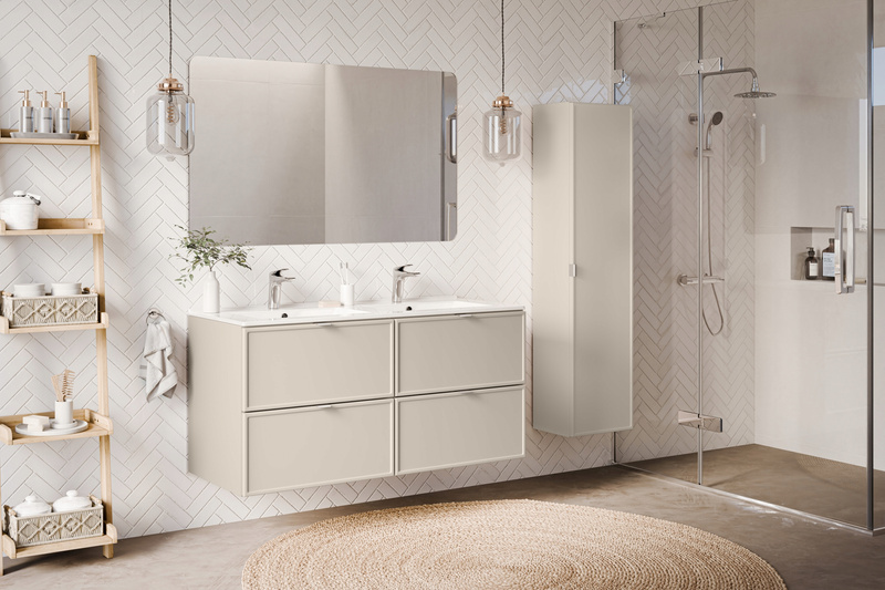Szafka łazienkowa z lustrem 80cm, 2 drzwi, Meble łazienkowe BELLA Kaszmir