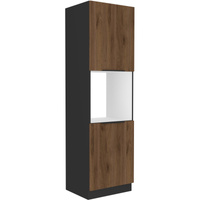 Szafka kuchenna słupek MONZA 60 DP-210 2F ORZECH OKAPI / CZARNY MAT