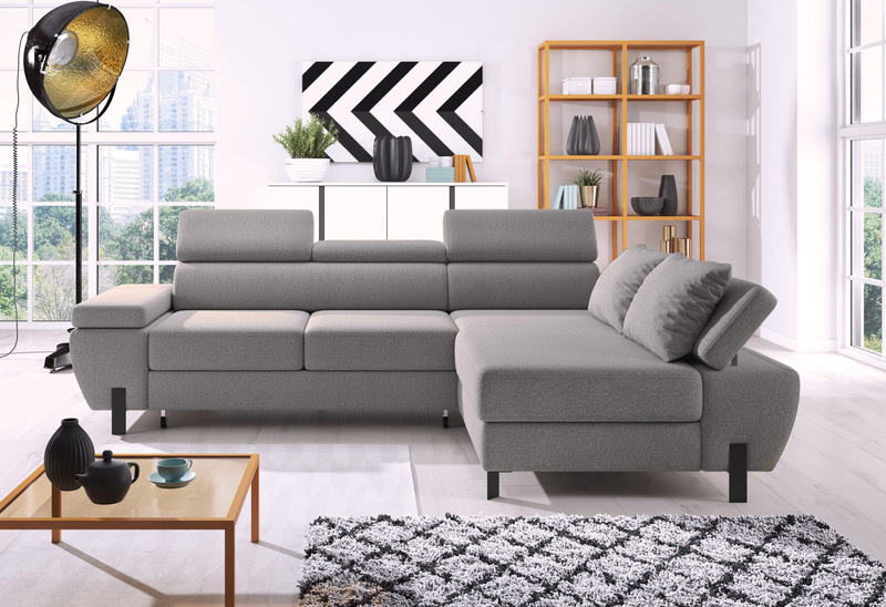 Narożnik z funkcją spania MOLINA S 277cm, Zagłówki, Pojemnik, Sprężyny