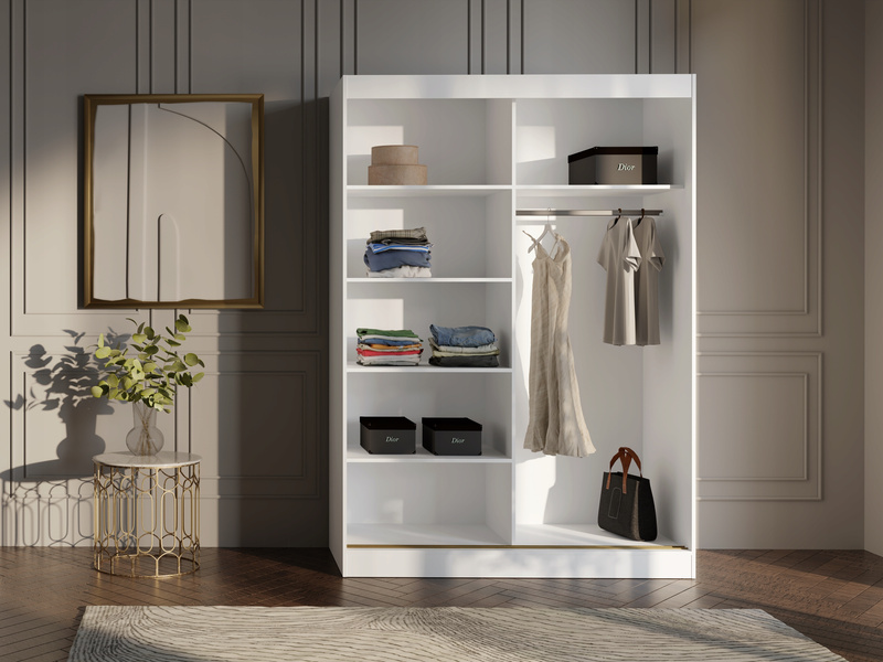 Szafa przesuwna MODIN 180cm, Szafa z Lustrem Biała