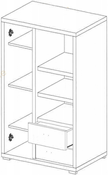 Regał KEVIN 4 80cm szuflady, Meble Młodzieżowe Dąb Artisan / Grafit / Biały