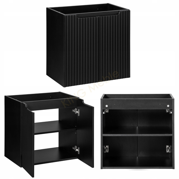 Meble łazienkowe NOVA BLACK 140, 2xUmywalka nablatowa, Czarny/Dąb, 3 KOLORY