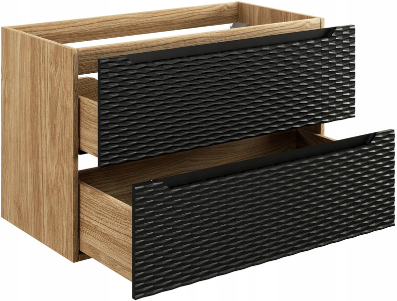 Szafka łazienkowa 90cm szuflady Meble łazienkowe OCEAN Czarny/Dąb Olejowany