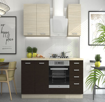Meble Kuchenne CHAMONIX 180 cm, DĄB FERRARA, LEGNO CIEMNE