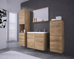Meble łazienkowe MALO, lustro, umywalka DĄB LEFKAS