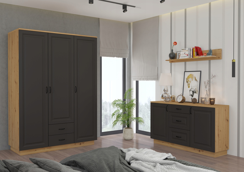 Kredens FLAWIA 100cm 1D3S Dąb Artisan / Biały