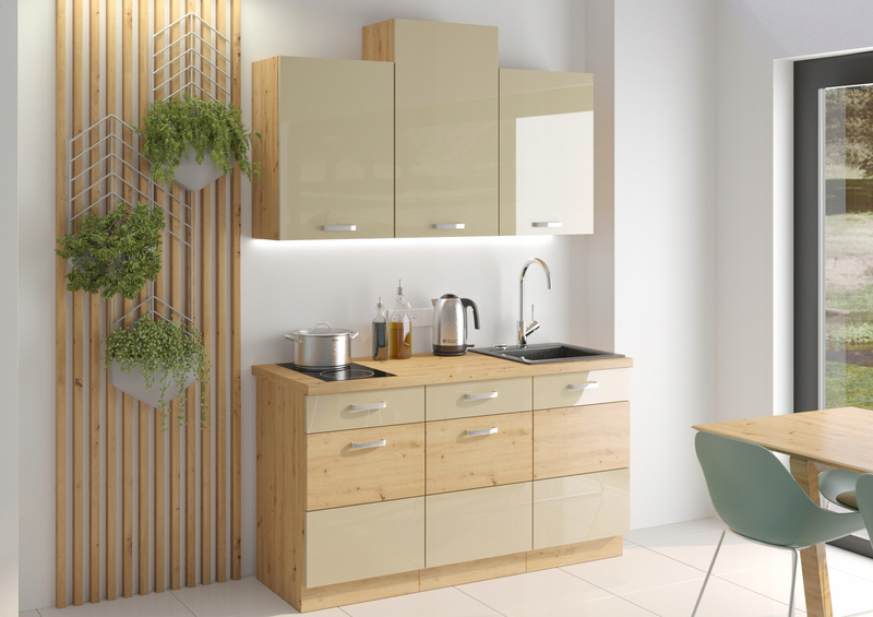 Szafka kuchenna ARTISAN 60 DKS-210 3S 1F KREM POŁYSK / DĄB ARTISAN