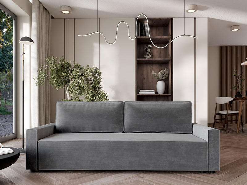 Sofa rozkładana MILA 220 cm, Kanapa z funkcją spania, Pojemnik