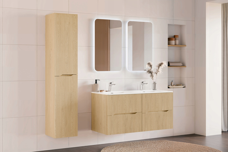 Szafka pod umywalkę 80cm, 2 szuflady, Meble łazienkowe NORDIC Dąb Cremona