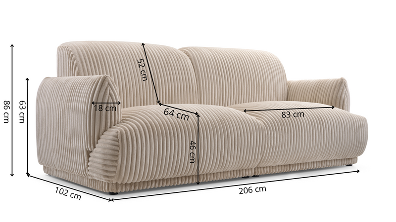 Kanapa, Sofa COLIN 206 cm, Sofa Modułowa, Wygodna, Do Salonu
