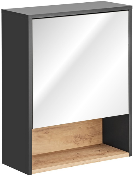 Szafka z lustrem 60cm, Meble łazienkowe BORNEO Szary Kosmos / Dąb Artisan
