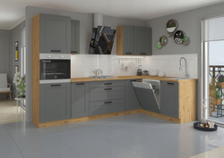 Meble kuchenne zestaw narożny LUNA DUST GREY / DĄB ARTISAN kuchnia szafki