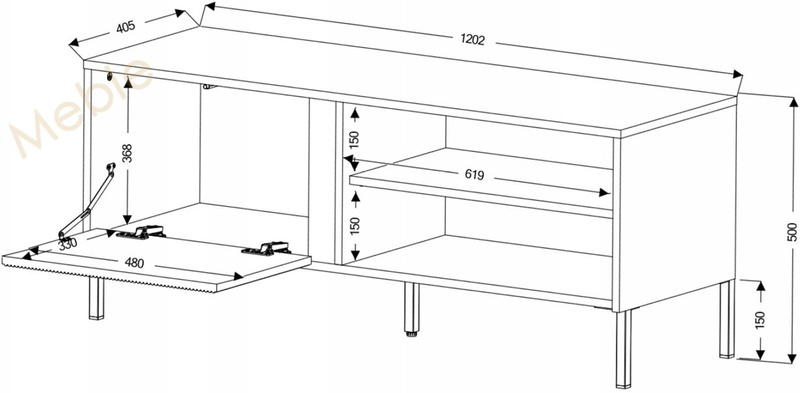 Szafka RTV MIA 7, RTV 120cm, Dąb Odwieczny / Czarny