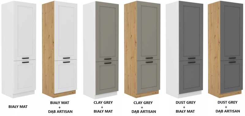 Szafka kuchenna słupek LUNA 60 LO-210 2F CLAY GREY / BIAŁY MAT
