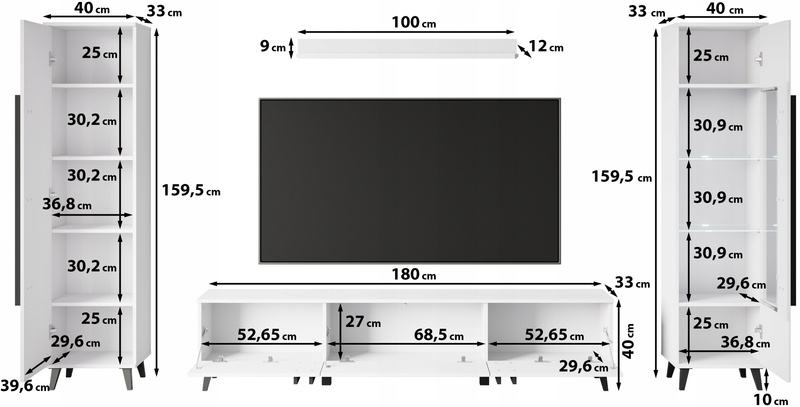 Meblościanka HELSINKI II Zestaw mebli, salon, CONGO