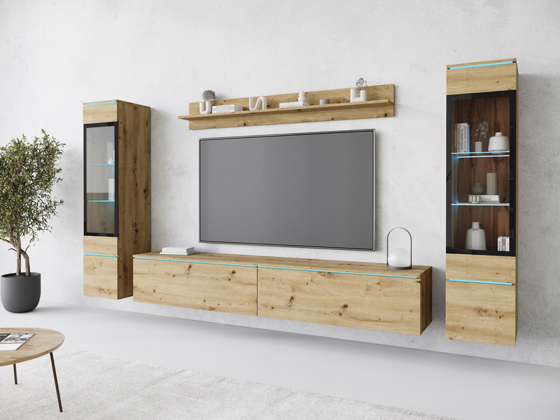 Meblościanka VERA II Zestaw mebli Biały / Szary Połysk