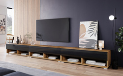 Szafka RTV Lowboard A 300cm DĄB WOTAN / CZARNY POŁYSK