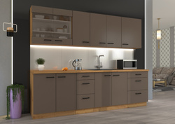 Meble Kuchenne BOLONIA 260 cm, TRUFFLE GREY, DĄB ARTISAN