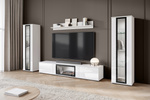 Meblościanka CARO Zestaw mebli, salon Biały / Biały Połysk