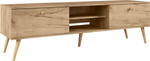 Szafka RTV BOHO z szufladami, drewniane nogi DĄB CRAFT ZŁOTY