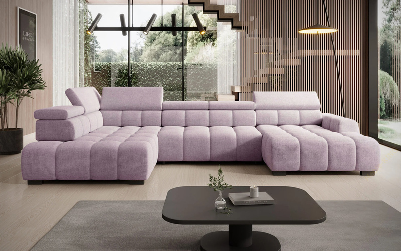 Narożnik BULL XL 393 cm, Elektryczny wysuw siedziska, Zagłówki