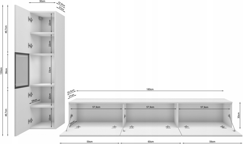 Meblościanka BERLIN Zestaw Mebli, Salon Czarny Grafit