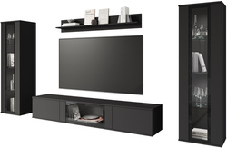 Meblościanka CARO Zestaw mebli, salon Czarny