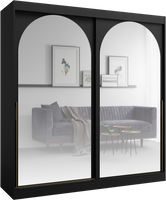 Szafa przesuwna MODIN 200cm, Szafa z Lustrem Czarna