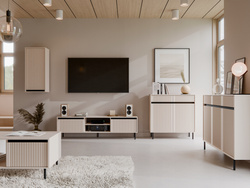 Zestaw mebli OSAKA Szafka wisząca + RTV + 2x Komoda + Stolik BEŻ PIASKOWY