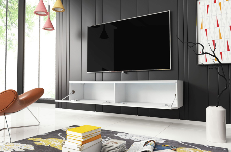 Szafka RTV Lowboard D 140cm BIAŁY / BIAŁY POŁYSK