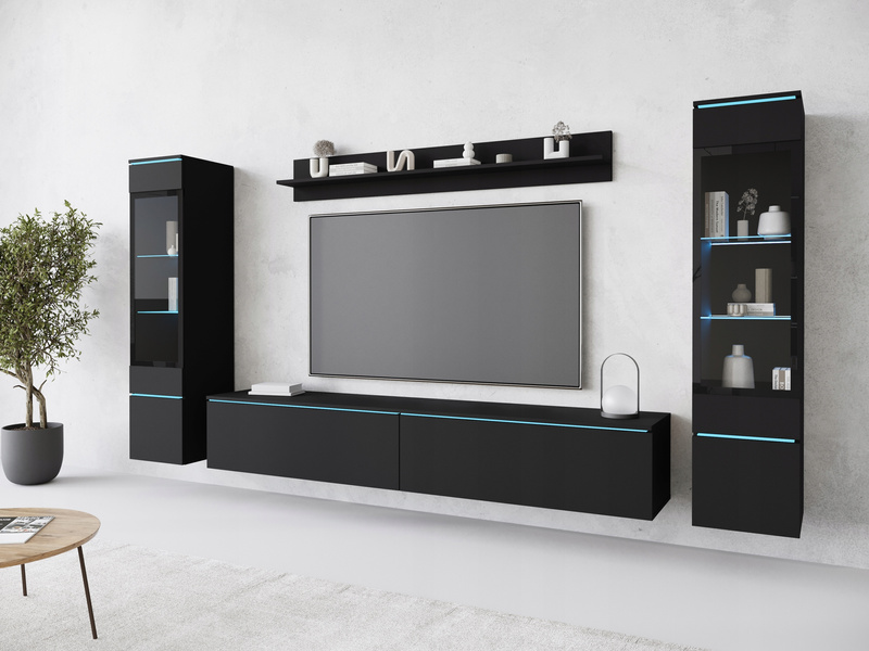 Meblościanka VERA II Zestaw mebli Beton / Biały Połysk