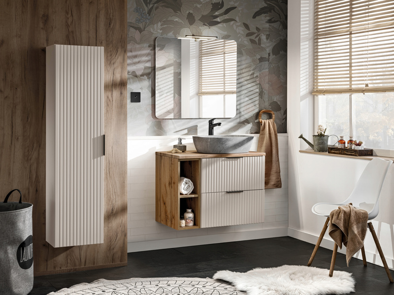 Zestaw szafka z blatem + umywalka 80cm, Meble łazienkowe ADEL CASHMERE