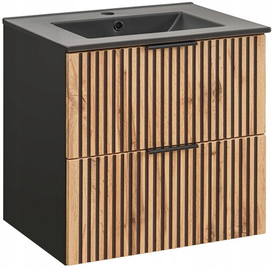 Zestaw mebli 60cm z umywalką, Meble łazienkowe XILO Dąb Wotan/Szary Kosmos