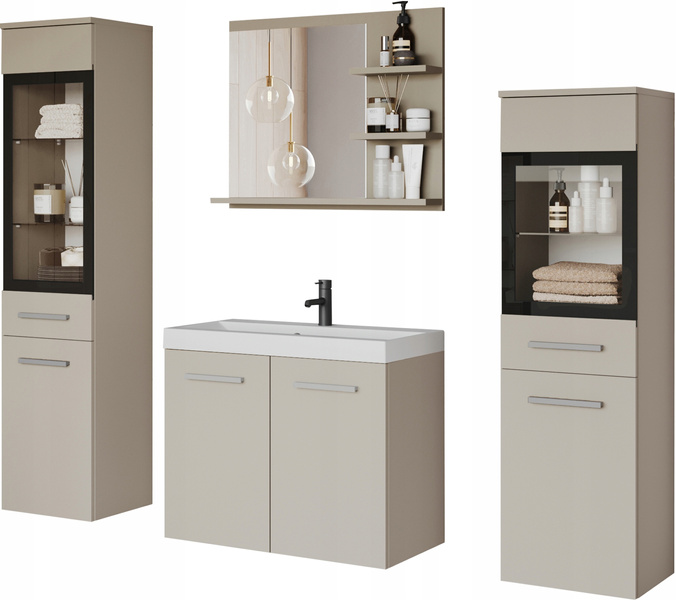 Meble łazienkowe MADRIT I, lustro, umywalka Kaszmirowy Beż