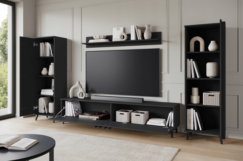 Meblościanka HELSINKI I Zestaw mebli, salon, Czarny Grafit