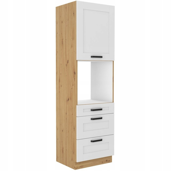 Szafka kuchenna słupek LUNA 60 DPS-210 3S 1F BIAŁY MAT/DĄB ARTISAN