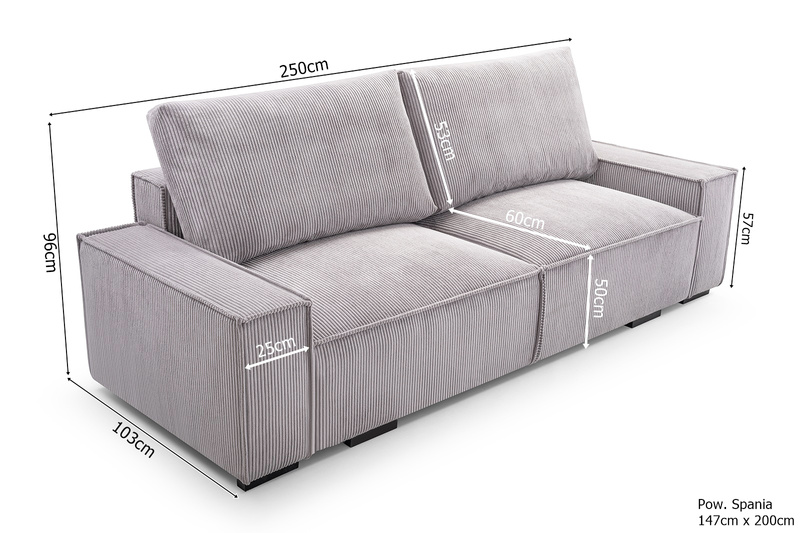 Kanapa Rozkładana, Sofa Rozkładana SIMBA 250 cm