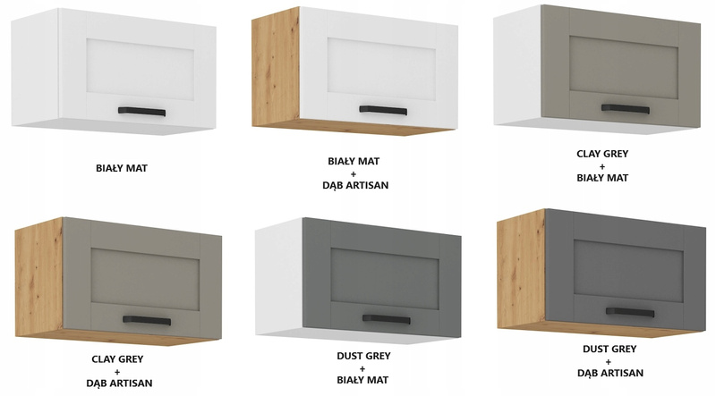 Szafka kuchenna górna LUNA 60 GU-36 1F DUST GREY / BIAŁY MAT