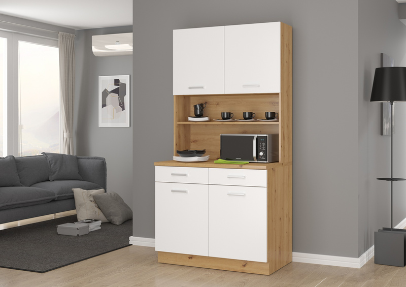 Szafka Słupek Kuchenny MARIA 50 cm, Komin, Biały/Dąb Artisan, Meble kuchenne MARIA