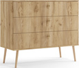 Komoda BOHO drewniane nogi, trzy szuflady DĄB CRAFT ZŁOTY