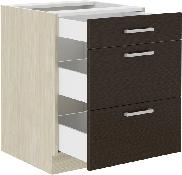 Szafka kuchenna dolna z szufladami 60 D 3S BB QUADRO DĄB FERRARA, LEGNO CIEMNE, Meble Kuchenne CHAMONIX