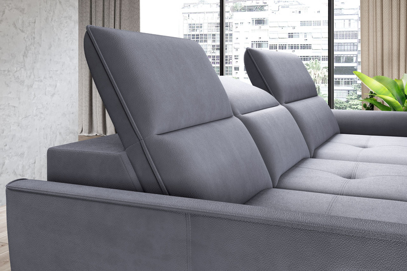 Narożnik z funkcją spania MURILLO S 260cm, Elektryczny wysuw siedziska, Zagłówki