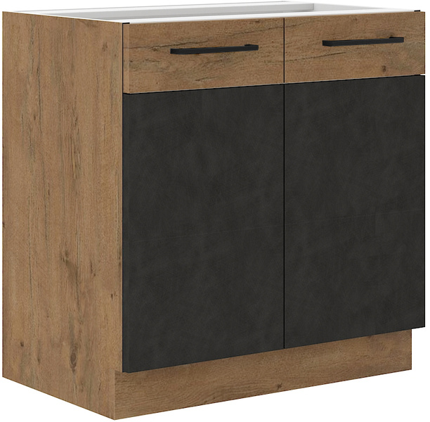 Szafka kuchenna dolna VIGO 80 ZL 2F BB DARK WOOD / DĄB LANCELOT