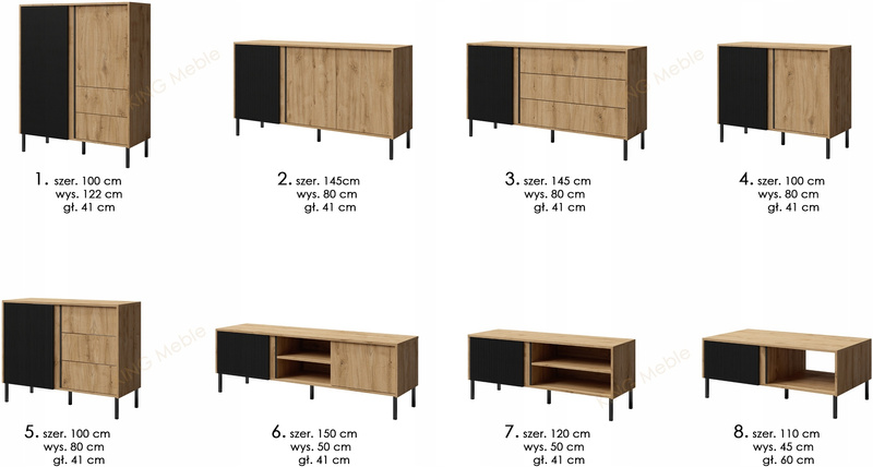 Komoda MIA 4, Komoda 100cm, MDF, Dąb Odwieczny / Czarny
